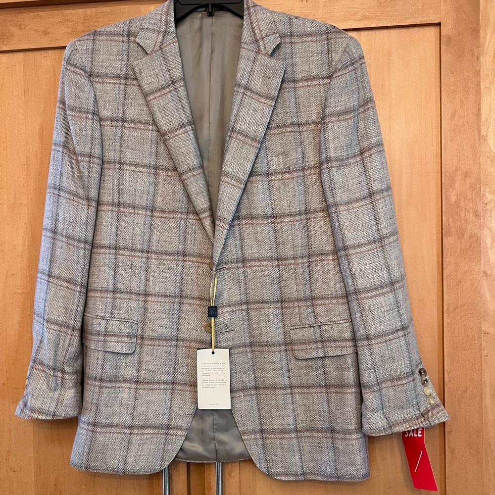 Men's Gray Plaid Blazer by Canali
